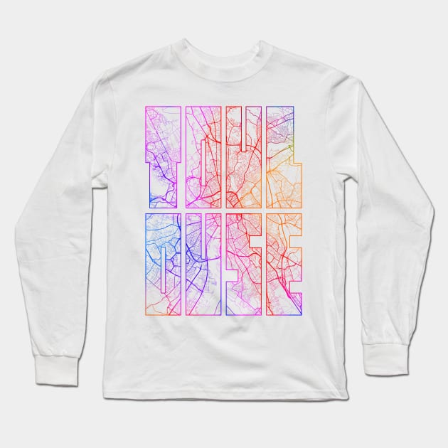 Toulouse, France City Map Typography - Colorful Long Sleeve T-Shirt by deMAP Studio